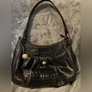 Brahmin black hobo bag with wallet and dust bag